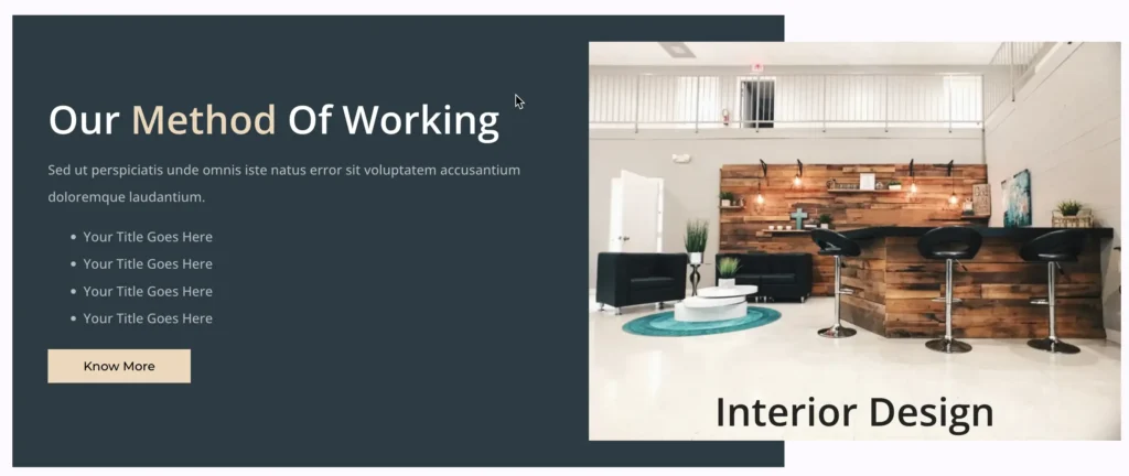 Elementor interior design feature section