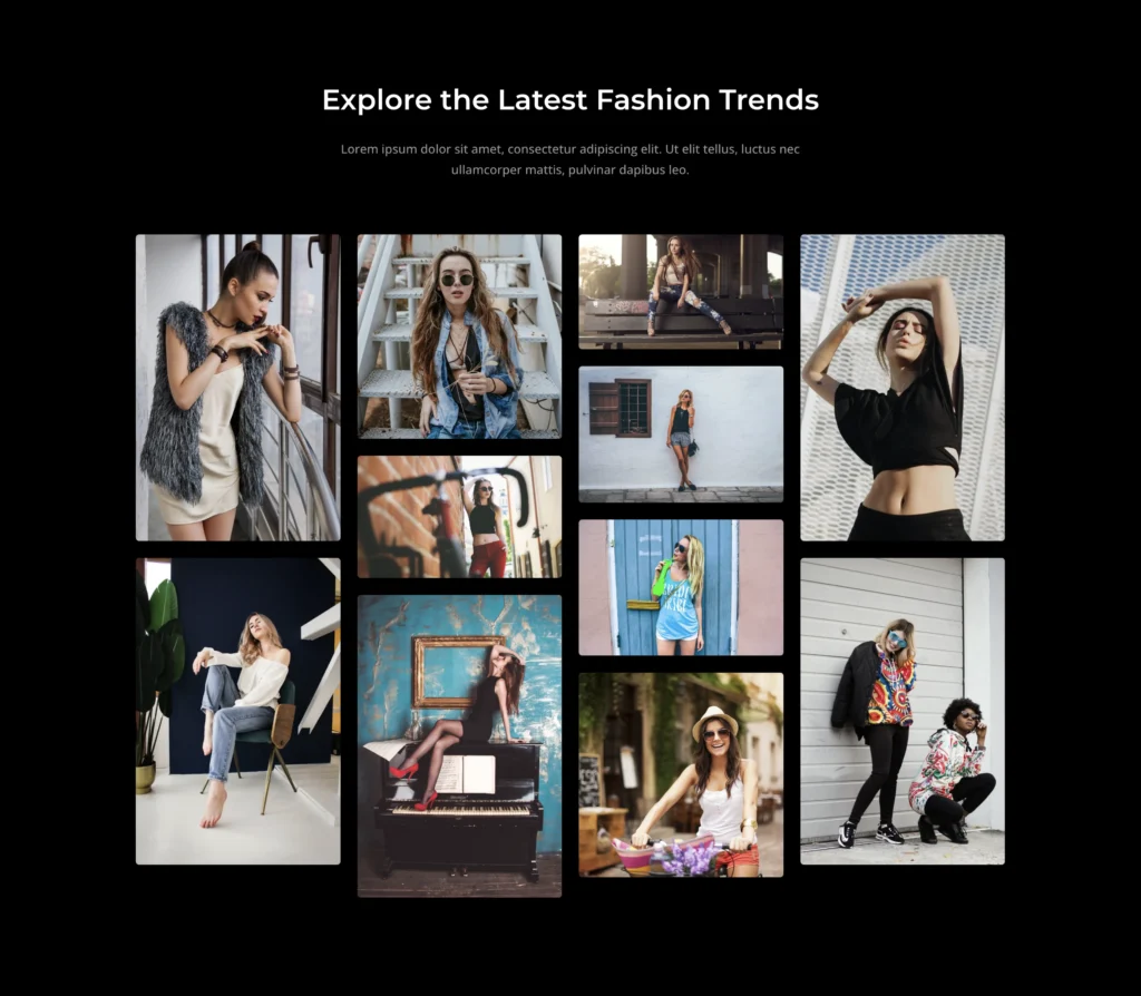 Elementor fashion photo gallery layout