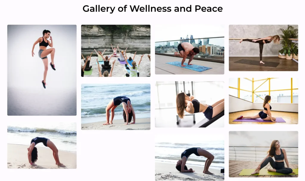 Elementor yoga and wellness gallery block