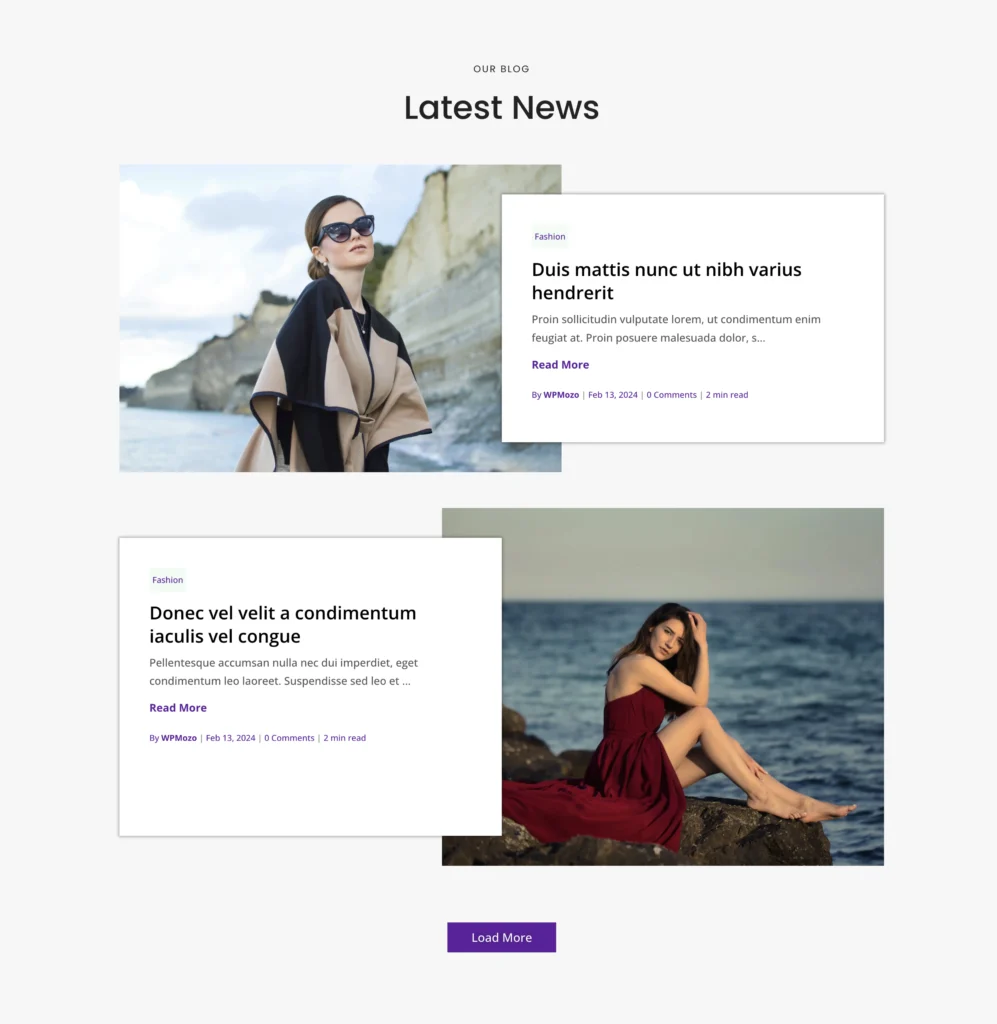 Elementor blog overlay layout