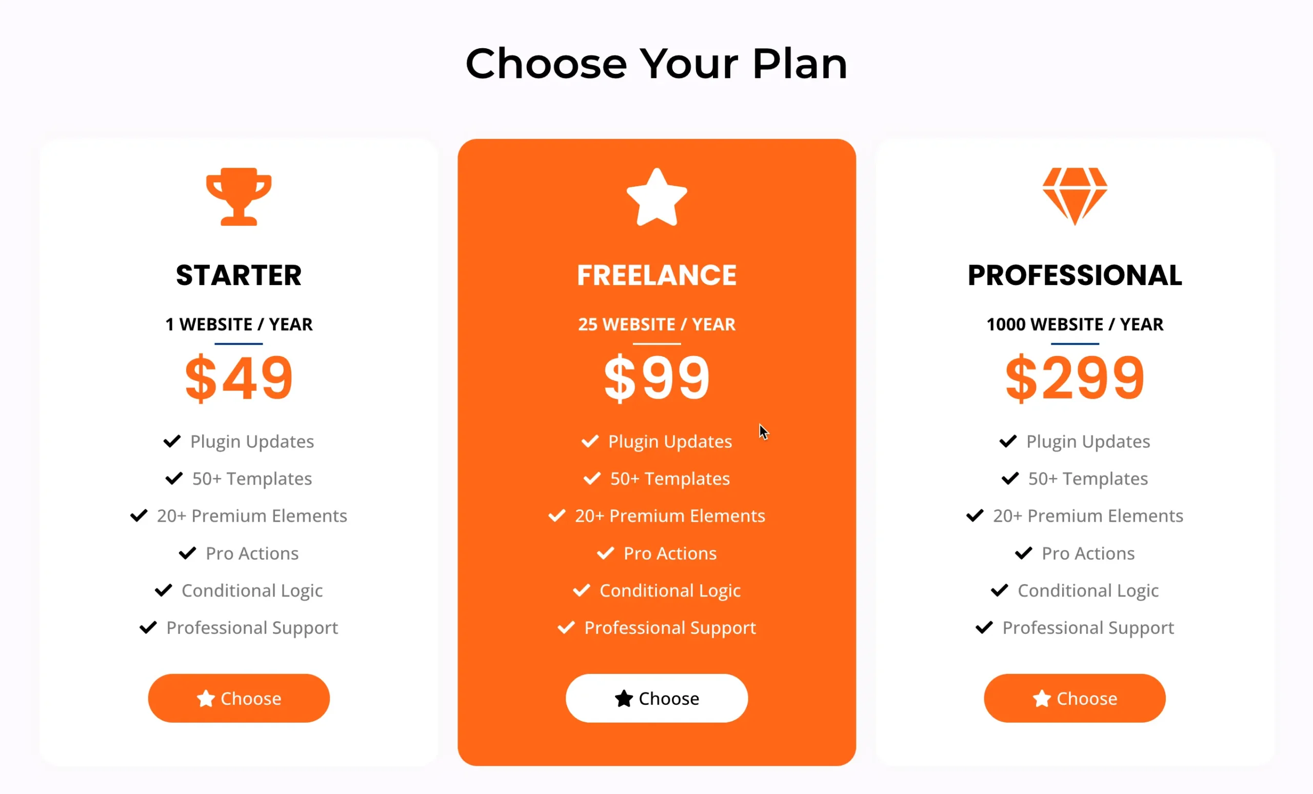 theme pricing table