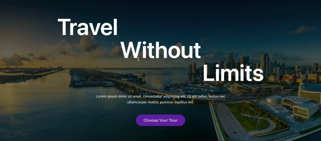 Travel agency website section block