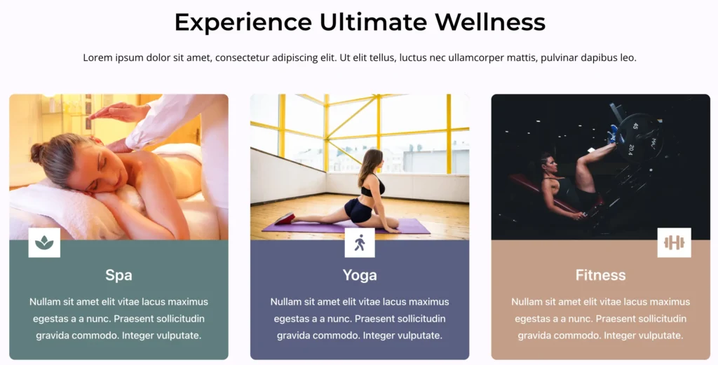 Wellness spa prebuilt section.