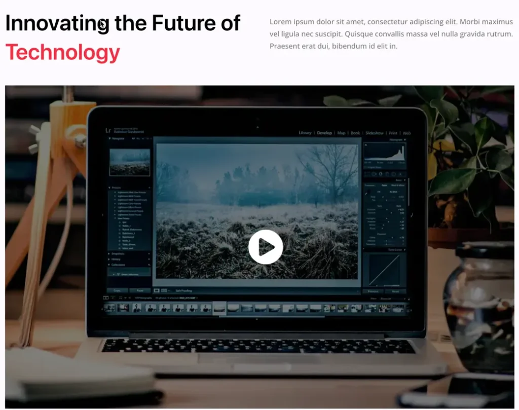 Tech website hero layout