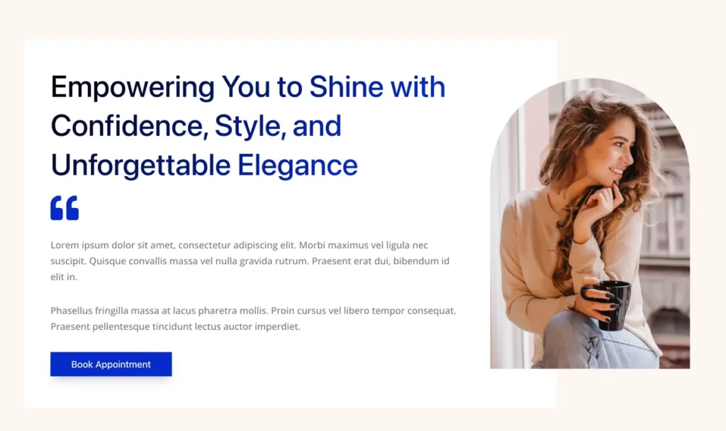 Lifestyle coaching section layout website
