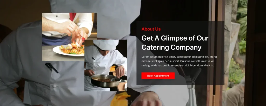 Catering company showcase Elementor layout