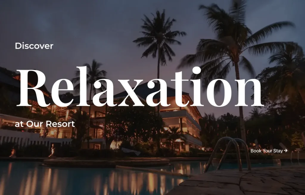 Resort relaxation layout for website
