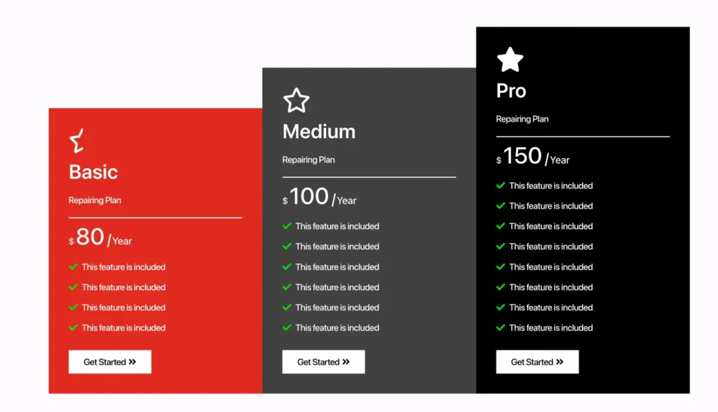 Subscription plan layout blocks.