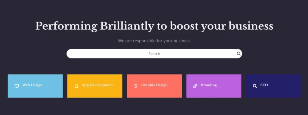 Business growth section blocks.