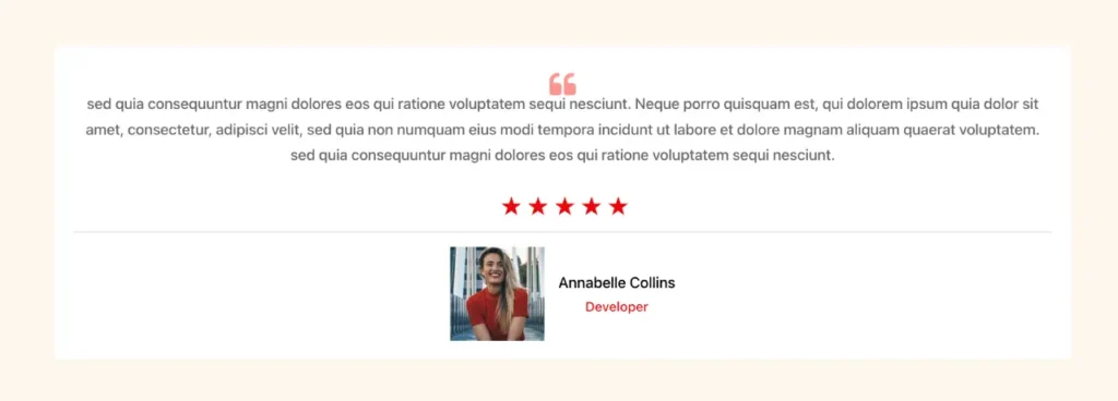 Single testimonial section
