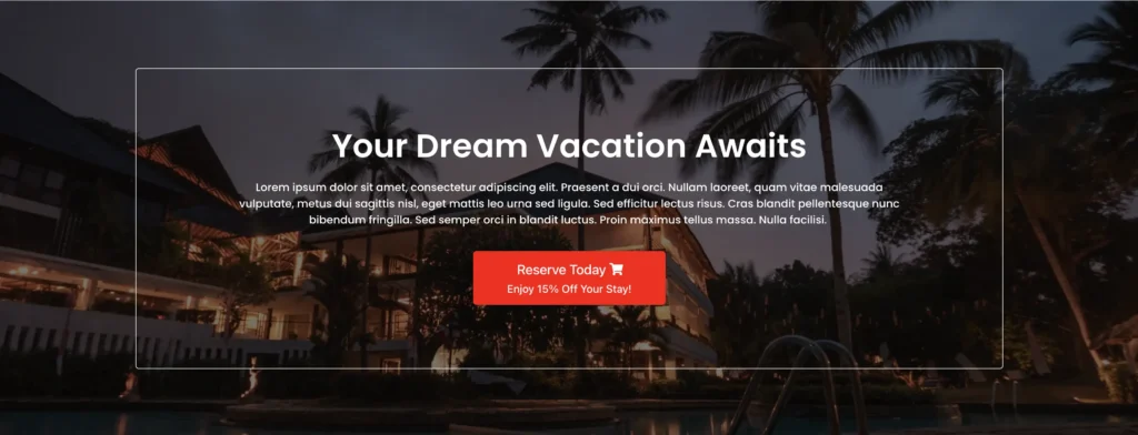 Dream vacation booking Elementor section