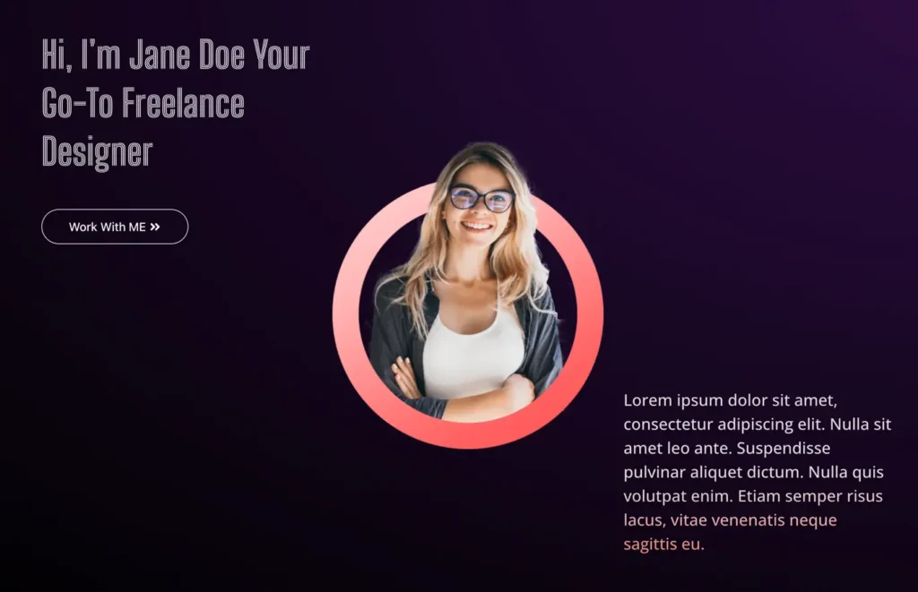 Freelance designer website layout block