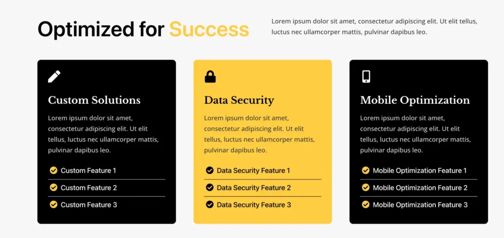 Business services feature section