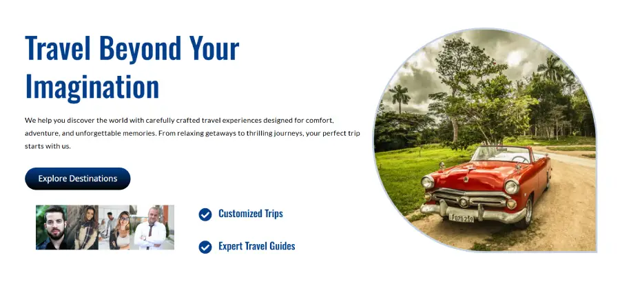 Travel agency block for website