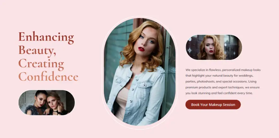 Beauty service website layout section