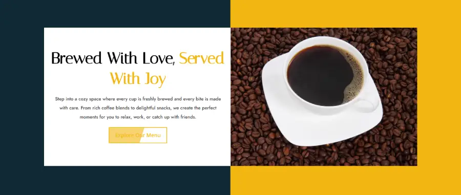 Coffee website hero layout block