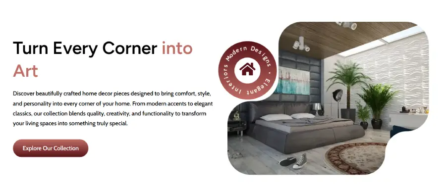 Interior hero layout for website