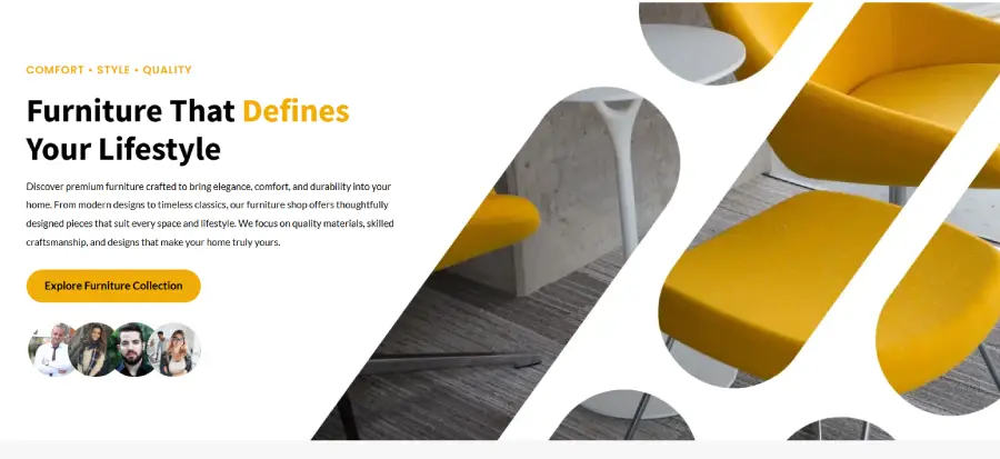 Furniture website section block