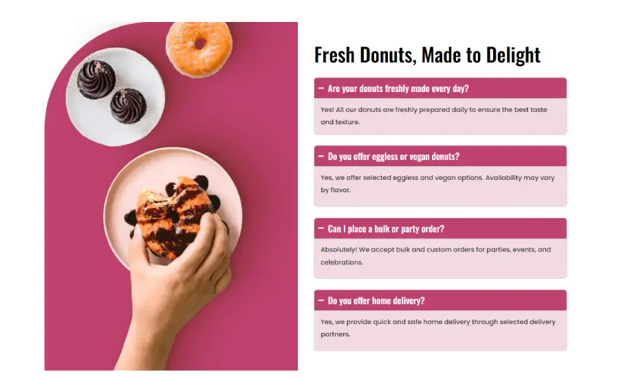 FAQ layout with image