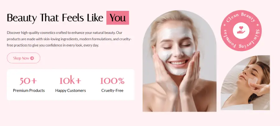 Beauty website hero section block