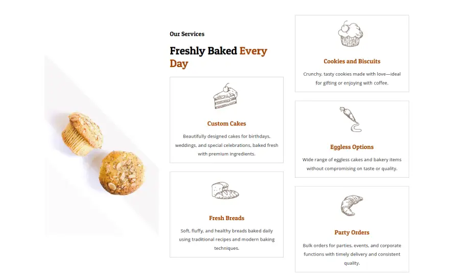 Bakery products layout blocks.