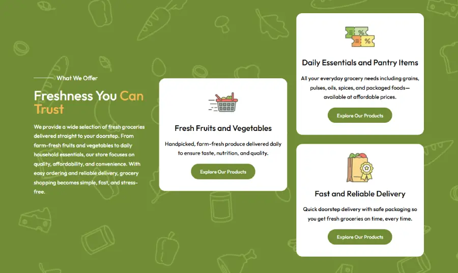 Grocery delivery section blocks